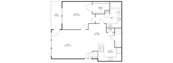 1 bedroom 1 bathroom floorplan