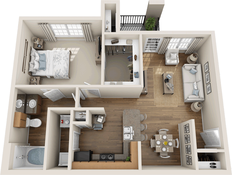 A1 Floor plan 1 bedroom 1 bath