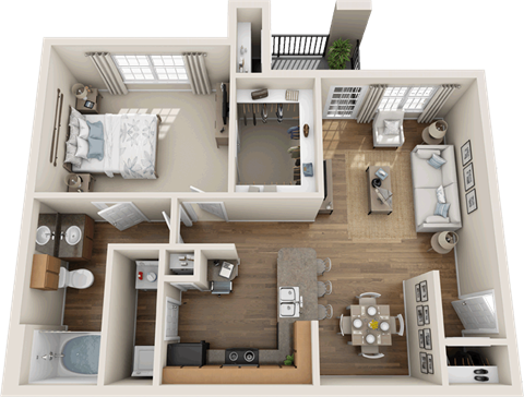 A1 Floor plan 1 bedroom 1 bath