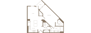 One Bedroom One Bathroom Floorplan 776