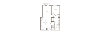 One Bedroom One Bathroom Floorplan 857