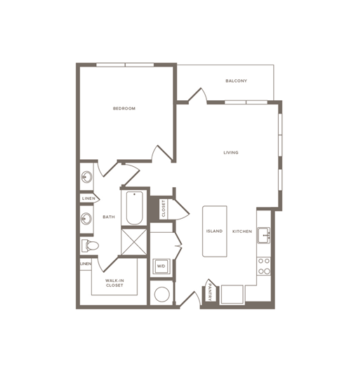 One Bedroom One Bathroom Floorplan 879