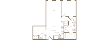 One Bedroom One Bathroom Floorplan 802
