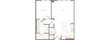 One Bedroom One Bathroom Floorplan 874