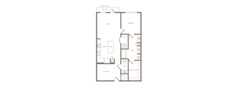 One Bedroom One Bathroom Floorplan 956