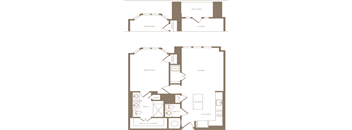 One Bedroom One and a half Bathroom Floorplan 862