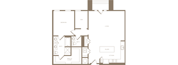 One Bedroom One and a half Bathroom Floorplan 1184