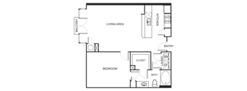 1 Bedroom 1 Bathroom Floor Plan A1AB
