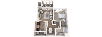 1 Bedroom 1 Bathroom Floor Plan- 824 square feet