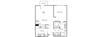 1 Bedroom 1 Bathroom Floor Plan A1C