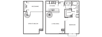 1 Bedroom 1 Bathroom Floor Plan A1E