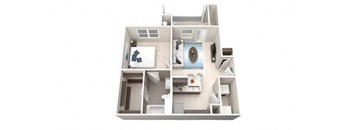 One Bedroom One Bathroom Floorplan 625