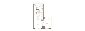 A2 1 bed and 1 bath floor plan