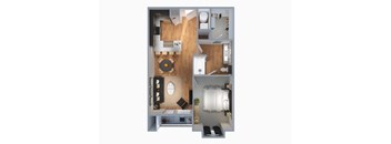 One Bedroom One Bathroom Floorplan 758