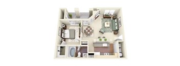 one bedroom floorplan apartment