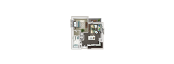 One bedroom floorplan A2A
