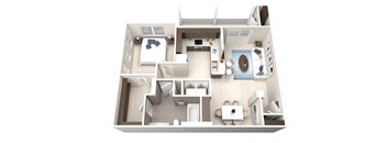 One Bedroom One Bathroom Floorplan 780