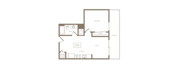 A3 1 bed and 1 bath floor plan