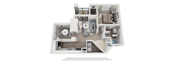 One Bedroom One Bathroom Floorplan 718