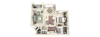 one bedroom floorplan apartment