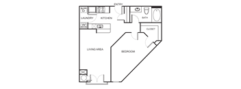 1 Bedroom 1 Bathroom Floor Plan A3A