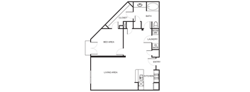 1 Bedroom 1 Bathroom Floor Plan A3C