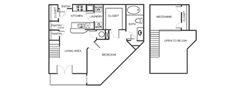 1 Bedroom 1 Bathroom Floor Plan A3F