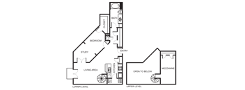 1 Bedroom 1 Bathroom and study Floor Plan A3G
