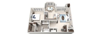 One Bedroom One Bathroom Floorplan 811