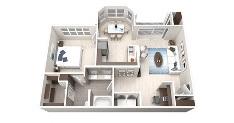 One Bedroom One Bathroom Floorplan 811