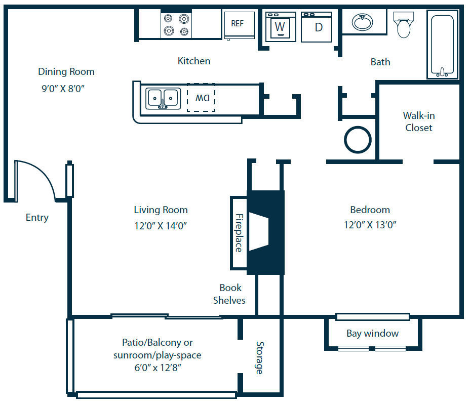 Southpark Commons A4 Floor Plan 1 Bedroom 1 Bath at Southpark Commons Apartment Homes, Charlotte