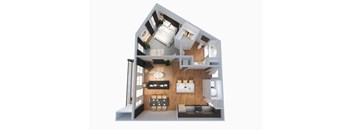 One Bedroom One Bathroom Floorplan 820