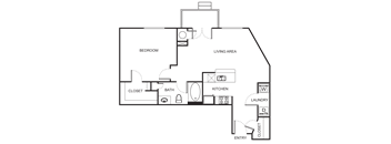 1 Bedroom 1 Bathroom Floor Plan