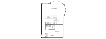 1 Bedroom 1 Bathroom Floor Plan A4C