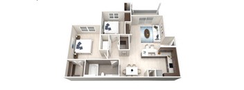 One Bedroom One Bathroom Floorplan 905