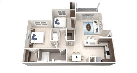 One Bedroom One Bathroom Floorplan 905