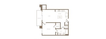 A4a 1 Bed 1 Bath Floor Plan