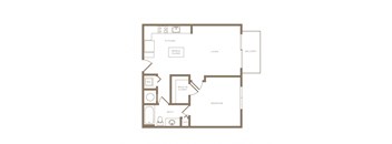 A4e 1 bed and 1 bath floor plan