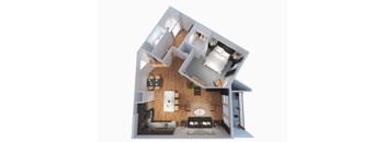 One Bedroom One Bathroom Floorplan 879