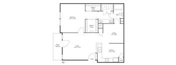 1 bedroom 1 bathroom floorplan