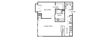 1 Bedroom 1 Bathroom Floor Plan A5