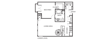 1 Bedroom 1 Bathroom Floor Plan A5A