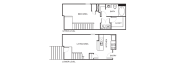 1 Bedroom 1 Bathroom Floor Plan A5BC