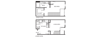 1 Bedroom 1 Bathroom Floor Plan A5D