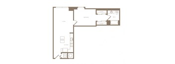 A6 1 bed and 1 bath floor plan