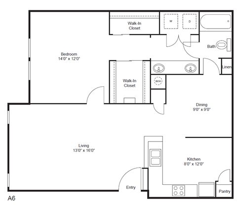 1 bedroom 1 bathroom floorplan