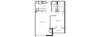 1 Bedroom 1 Bathroom Floor Plan A6