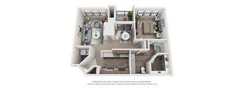 One Bedroom One Bathroom Floorplan 851
