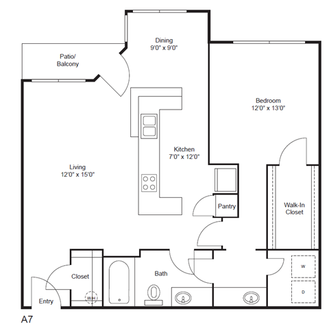 1 bedroom 1 bathroom floorplan