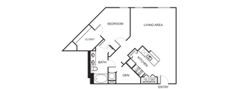 1 Bedroom 1 Bathroom and Den Floor Plan A7